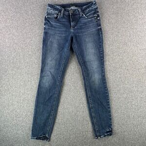Silver Jeans Co. Jeans Womens 27 Elyse Skinny Blue Whiskered Stretch Denim